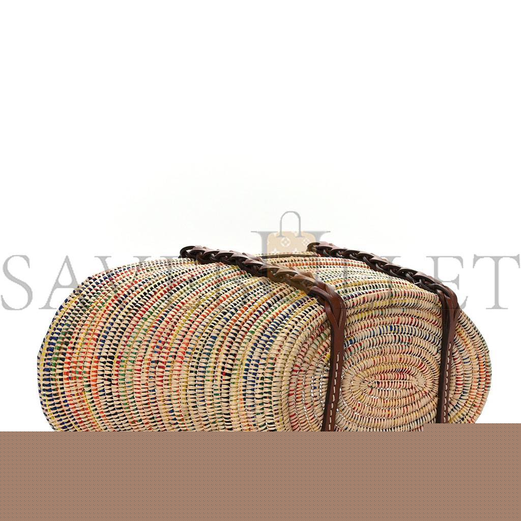 Pra*a paglia vitello woven braided basket tote multicolor cognac 1bg312_2dif_f00j7_v_iom (25*25*14cm)